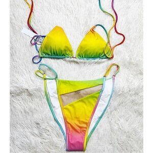 Monica Hansen Rainbow String Bikini 2 Piece NWT Size Small